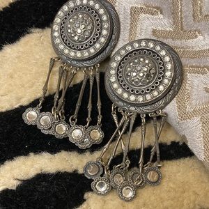 Streampunk Rhinestone and Pewter Earrings